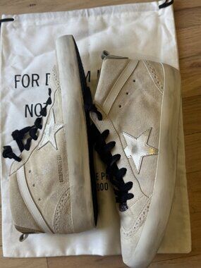 Golden Goose Mid Star Suede Sneakers with Multicolor Glitter Accents 41
